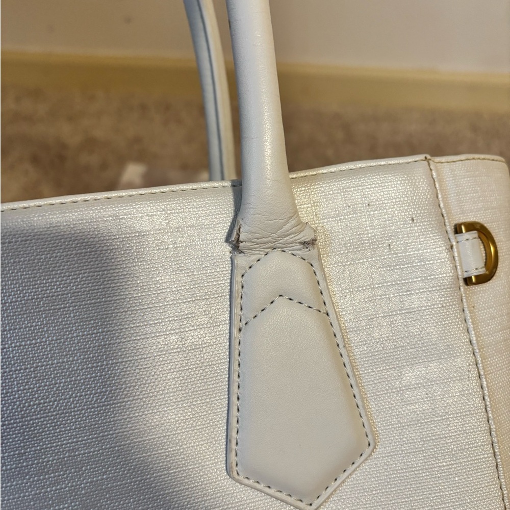 Dagne Dover Classic Signature Tote in White Canvas - Picture 12 of 16